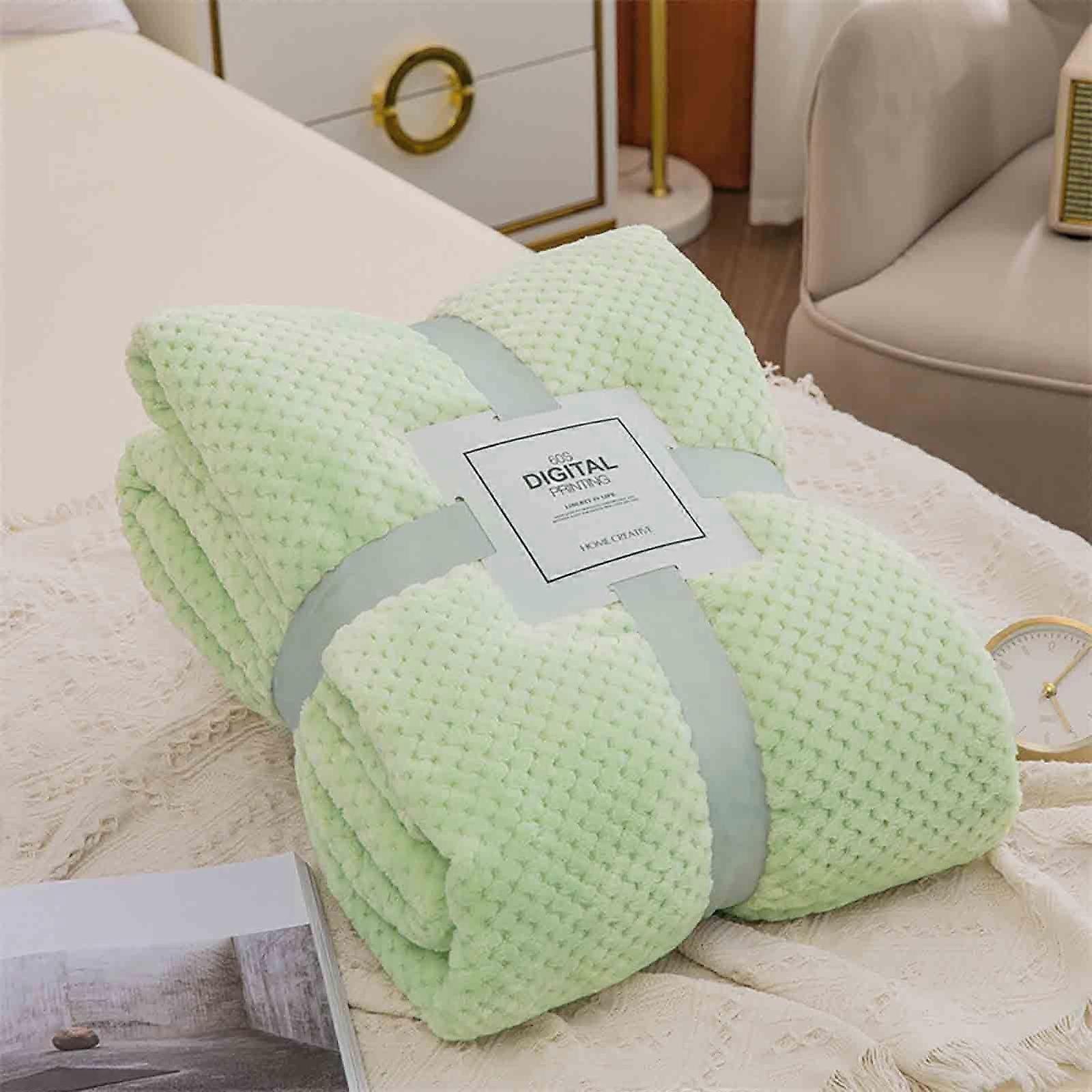 Fleecefilt Knäfiltar för vuxna Bäddsoffor-filtar Lätta mysiga saker för vintern Pläd Sherpa Mocka Snuggie Varm Fuzzy-filt (Grön)