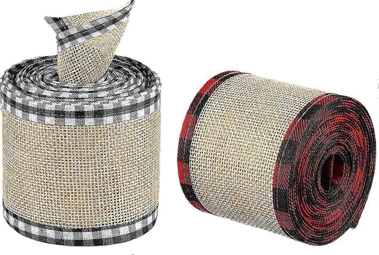 Plaid edging ribbon for festive tree and present decoration