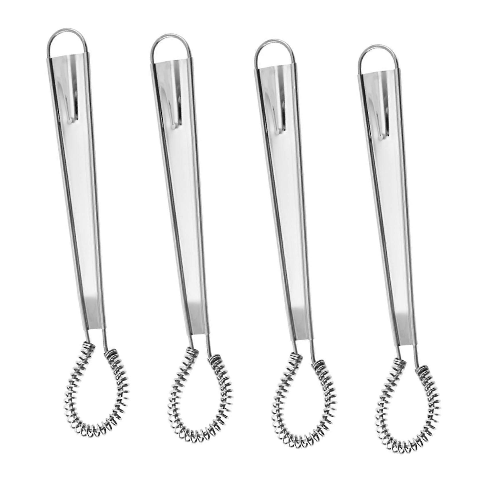 4 Pcs Stainless Steel Egg Whisk Set with Spring Coil for Beating Eggs, Frothing Milk, Mixing Honey
