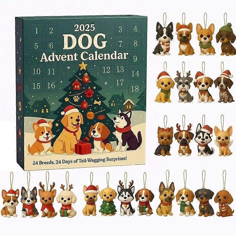 Calendário do Advento 2D com Cachorros 2025, 24 Dias, Enfeites Exclusivos para Calendário do Advento com Cachorros, Fofo e Bonito