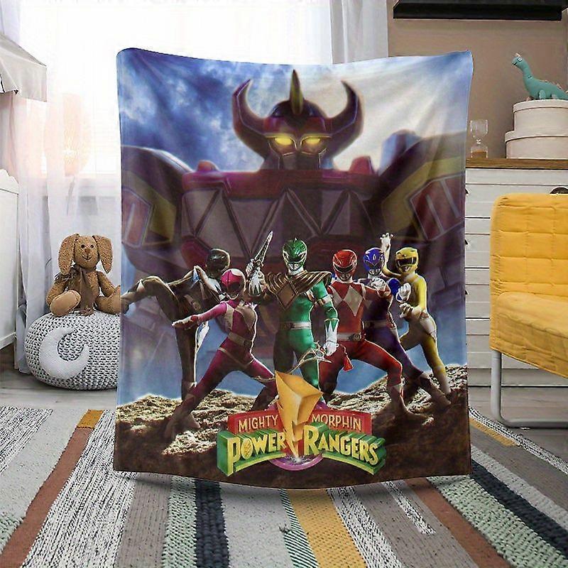 Mighty Morphin Power Rangers Digital Print Flannel Blanket - Ultra-Soft All-Season Throw for Sofa, Bed & Travel, Machine-jghds43