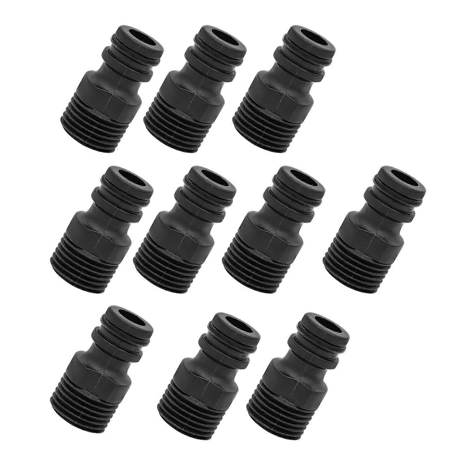 10Pcs Portable Threaded Garden Hose Adaptors Garden Hose Quick Connectors with 1/2Inch Outer Thread for Easy Attachment  Black