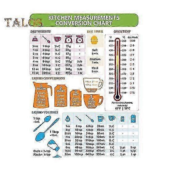 Kitchen Conversion Chart Magnet Dry Weight Liquid Volume Measurement Temperature Conversion Waterproof Baking Cooking Tool
