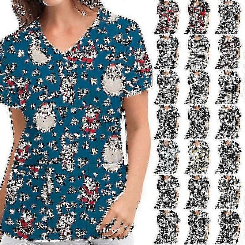 Maglietta a maniche corte per infermieri di Natale, camicetta natalizia, rzd1