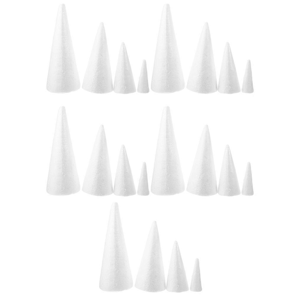 Foams Cone Model Christmas Tree Craft for Decor 20Pcs White Cone Set