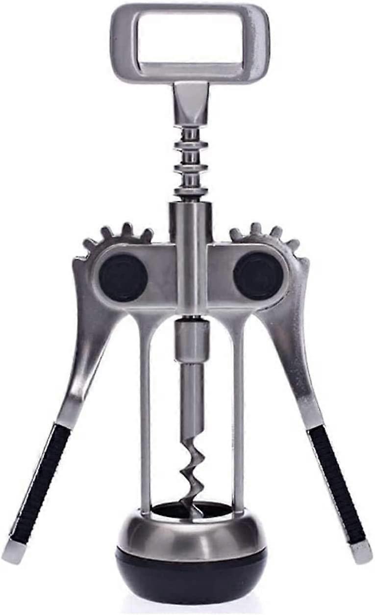 Wine Bottle Opener Wing Corkscrew with Zinc Alloy Build for Easy Cork Removal and Beer Cap Opening