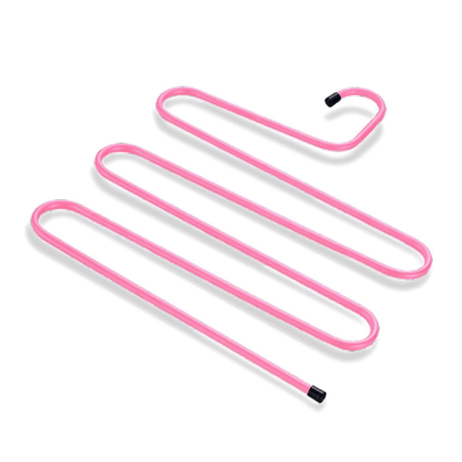 Practical Pants Storage Holder Space Saving S Type Clothes Rack with Multiple Layers for Home Wardrobe Storage Solution  Pink
