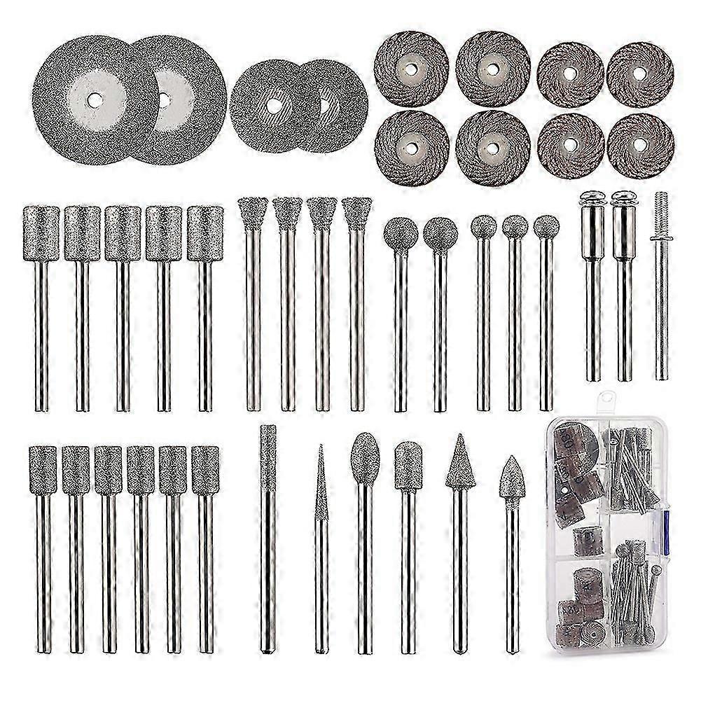 43Pcs Diamond Burr Set with 26 Bits and 10 Impeller for Stone Carving Tools