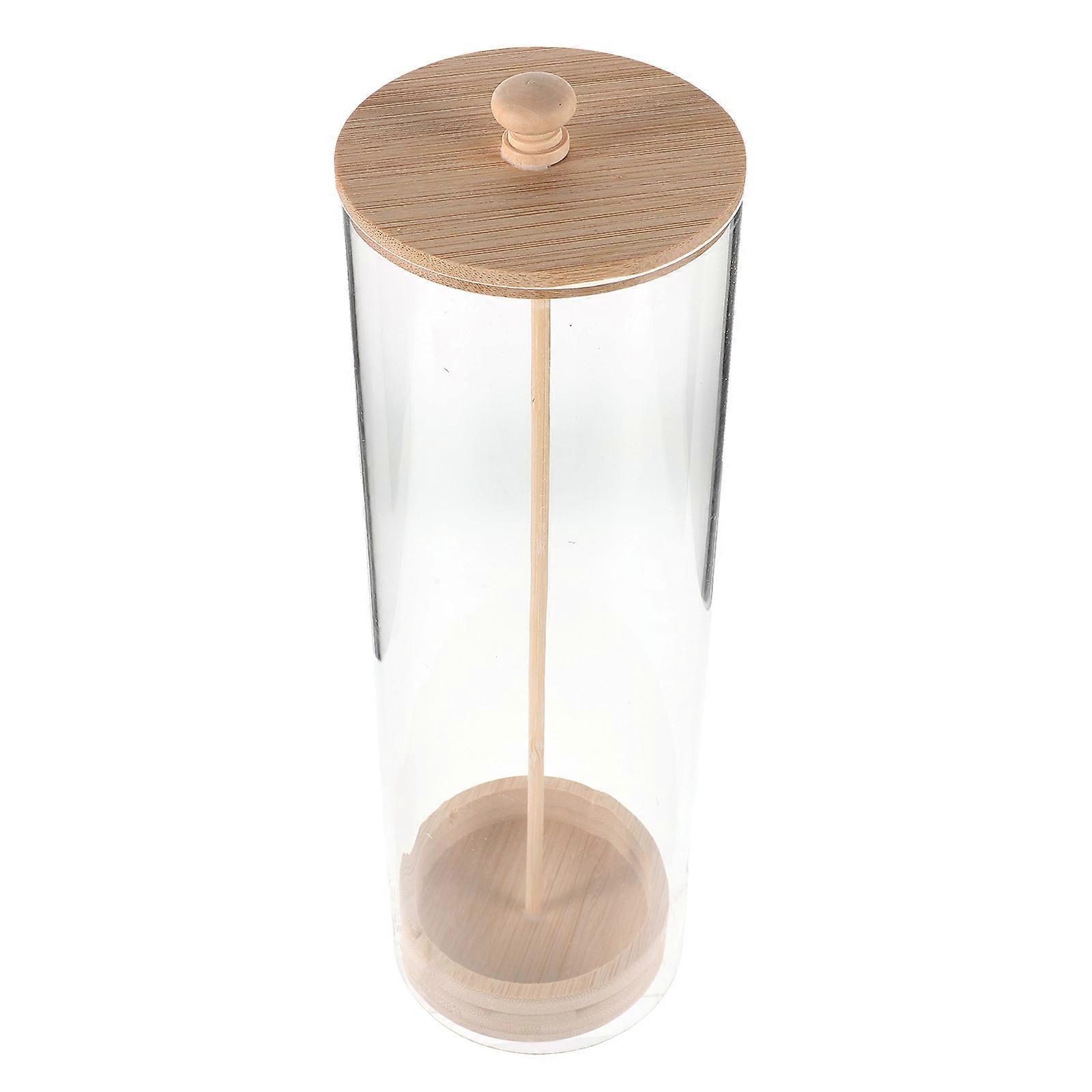 Acrylic Straw Storage Wooden Lid Straw Holder Organizing Straws and Utensils Clear Straw Case Office Use 26.00X8.00X8.00CM Easy Access 1Pcs