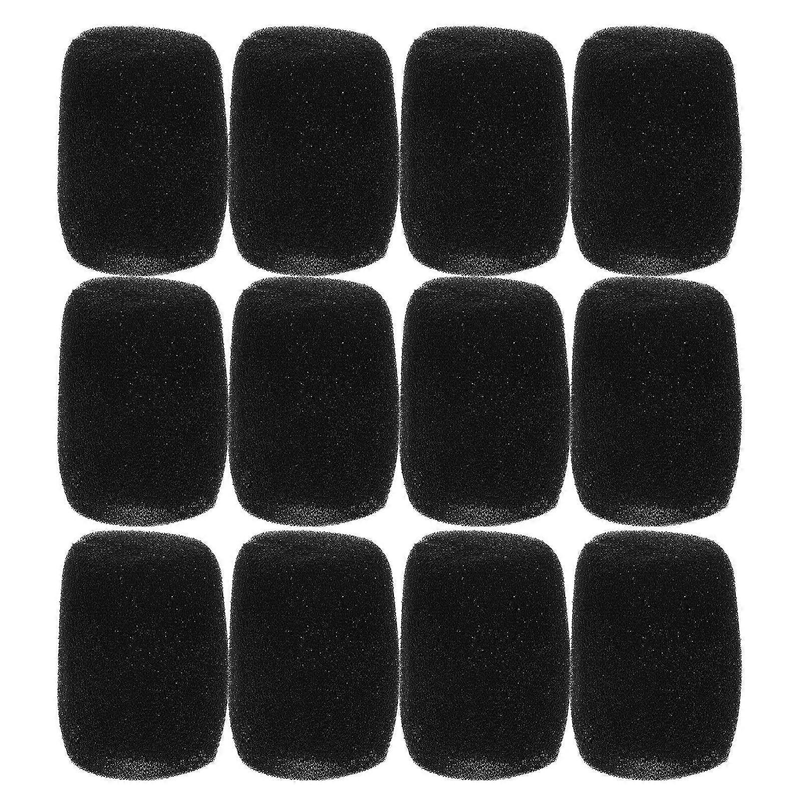 Handheld Microphone Foam Cover for Noise Reduction 12Pcs Black