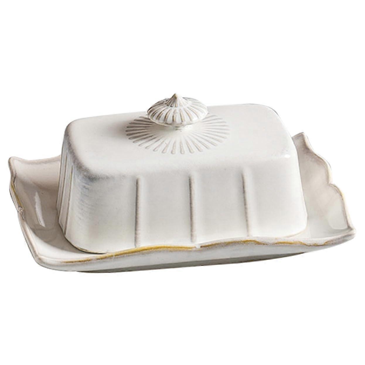 Ceramic Butter Dish with Lid Keeps Butter Fresh Microwave and Fridge Safe for Cheese and Snacks