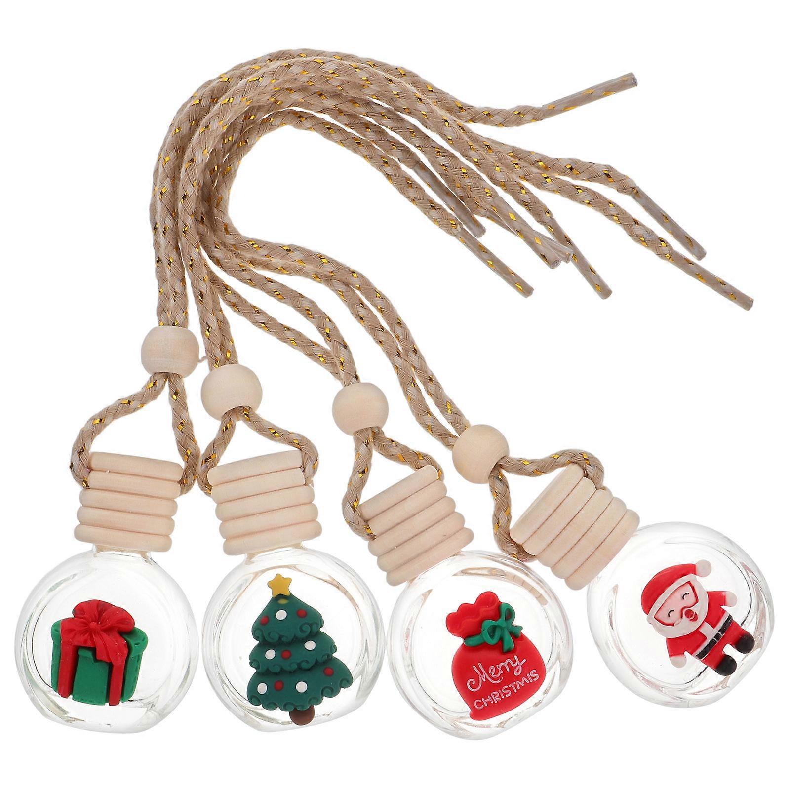 Car Diffusers 4Pcs Christmas Hanging Ornaments Empty Essential Oil Diffuser Bottles