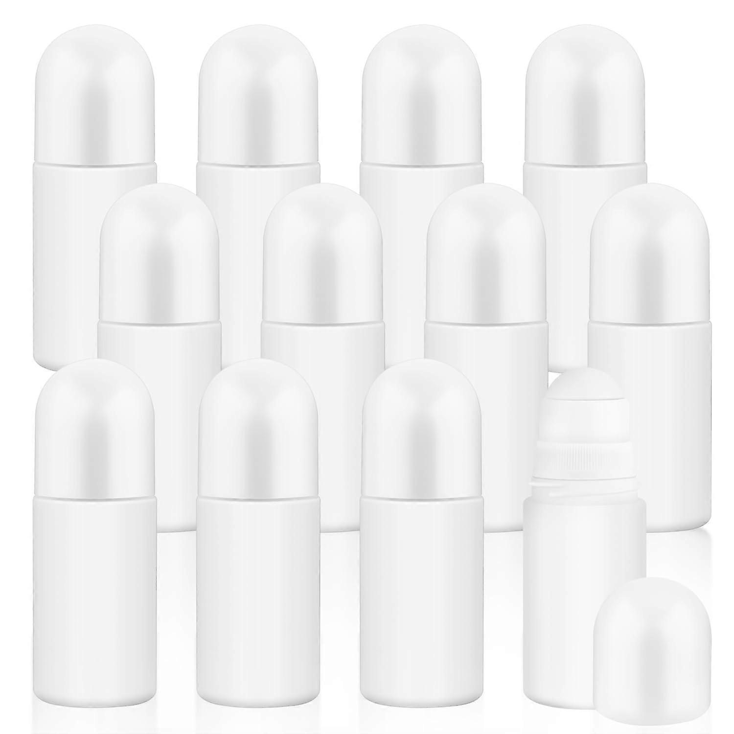 12 Pcs 50ml Plastic Roller Bottles White Empty Refillable Roll On for Essential Oils Perfume Aromatherapy