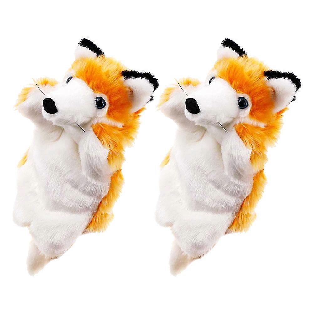 Fox Hand Puppet Plush Toy for Kids Soft Interactive Storytelling Play Multi 2pcs