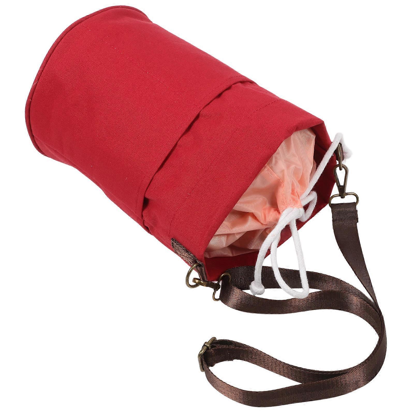Red Knitting Tools Bag for Yarn Storage with Drawstring Closure