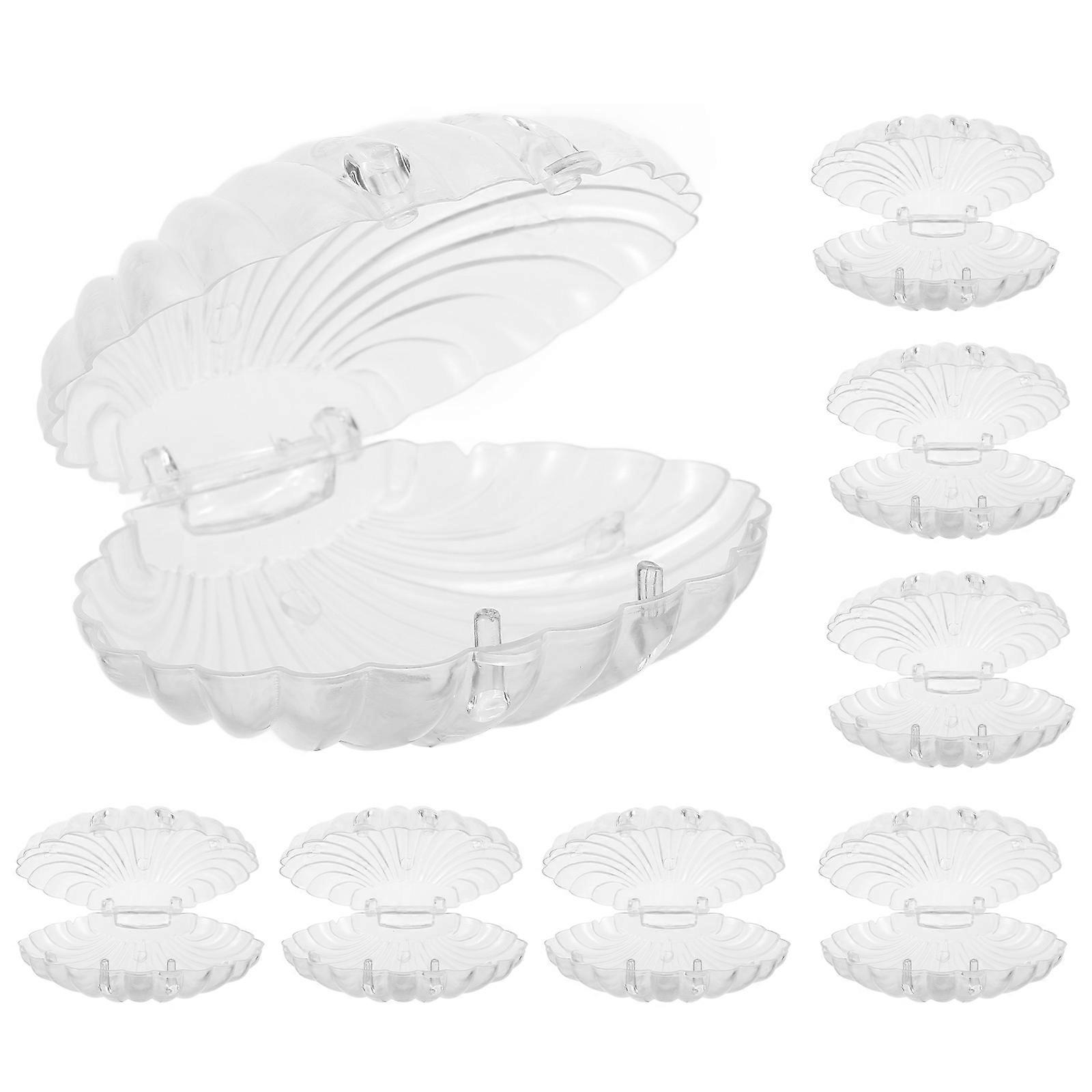Seashell Jewelry Box Plastic Storage Container for 10Pcs Shell Shape Cases