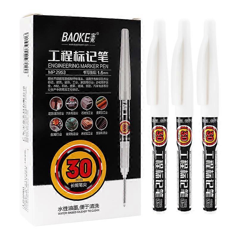 BAOKE MP2953 Long Head Deep Hole Paint Marker, Water-based Permanent Marker 30mm Long Nib Marker Waterproof Quick Dry Woodworkin