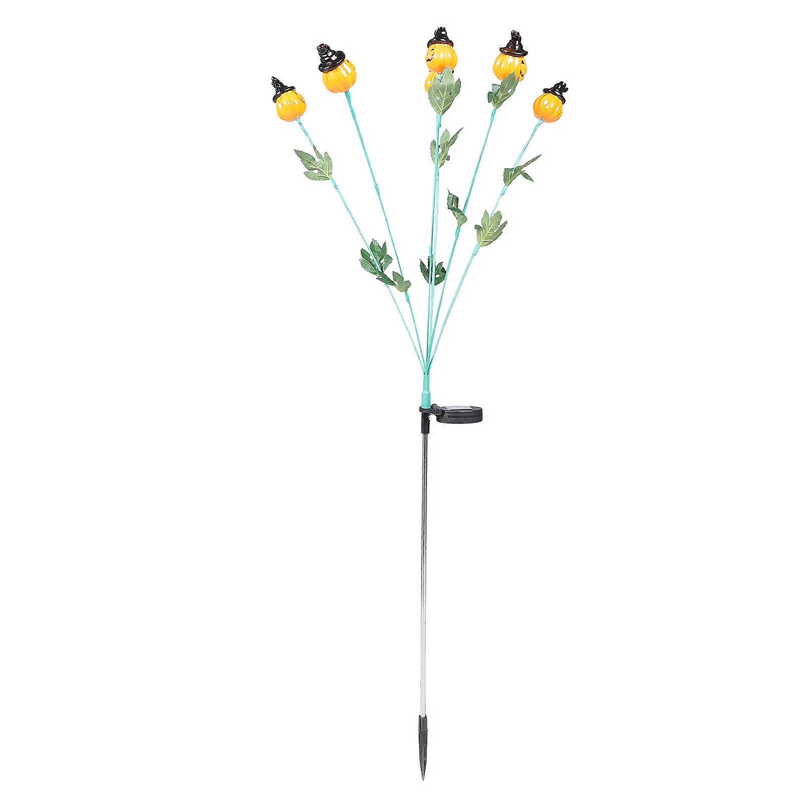 Solar Powered Halloween Lights Pumpkin Head Stake Outdoor 2pcs Easy Setup Energy Efficient
