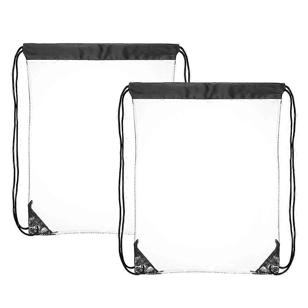 2 Pieces PVC Clear Drawstring Bag Waterproof Drawstring Backpack Clear Lunch Bag Small Clear Backpack for Stadiums Sporting Events