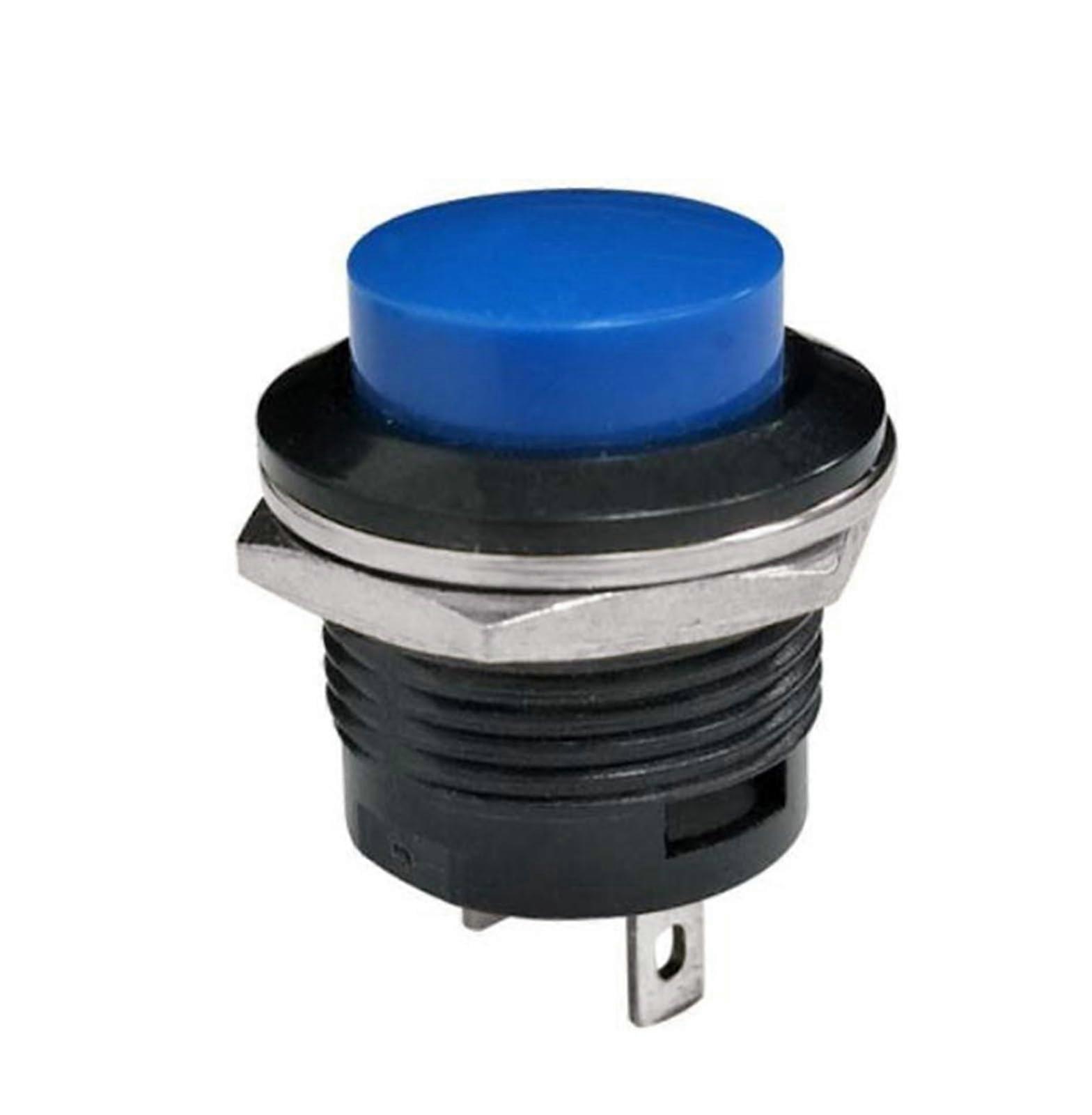 R13507 Momentary SPST NO Push Button Switch, Round Cap, Multicolor Red Black White Yellow Green Blue, AC 6A/125V 3A/250V
