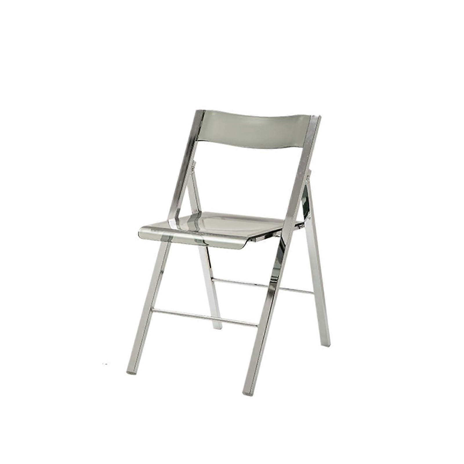 Transparent Acrylic Folding Chair with Backrest and Metal Frame for Indoor Outdoor SpaceSaving Use