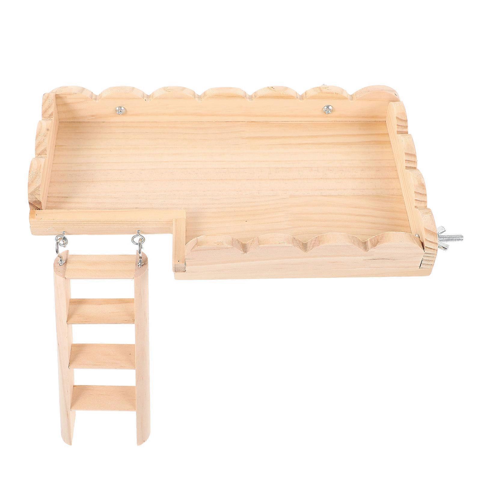 Wooden Hamster Playing Platform for Small Pets 2Pcs Cage Supply