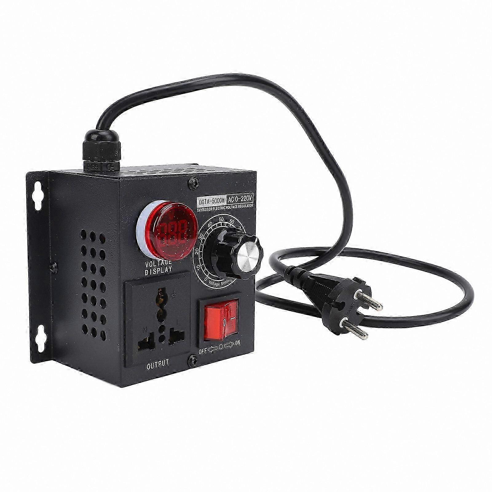 Digital LED Display Voltage Regulator 5000W Thyristor Stepless Speed Controller for Motor Fan Applications EU Plug 220V Input Adjustable Output Range 