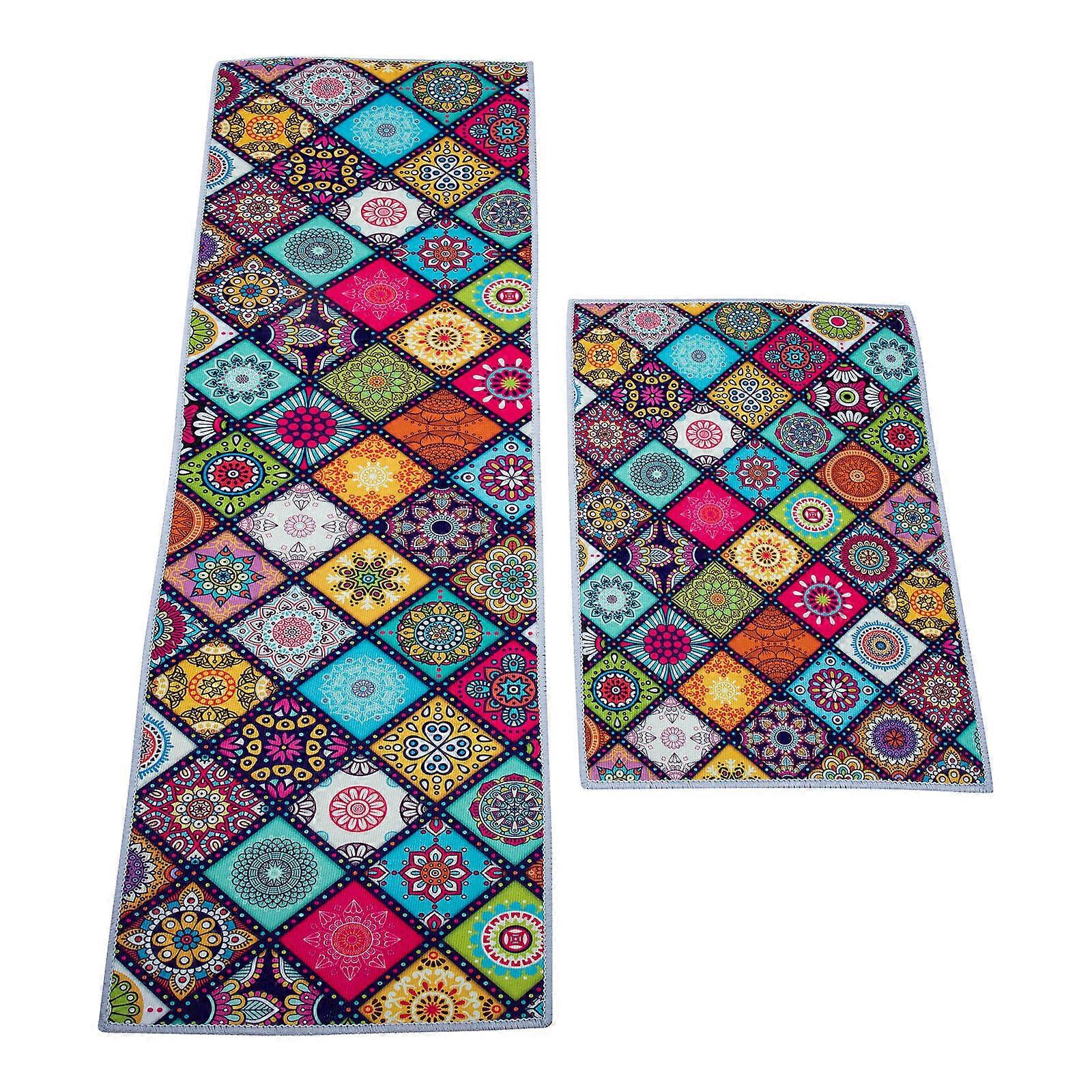 Morocco Floor Mat Door Mat with Anti-Skid Function 2Pcs Set for Decor