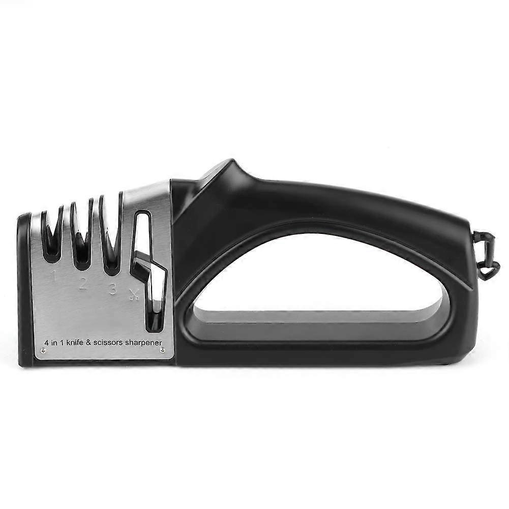 4 Stage Kitchen Knife Sharpener with Ergonomic Comfort Grip for Chef Knives and Scissors
