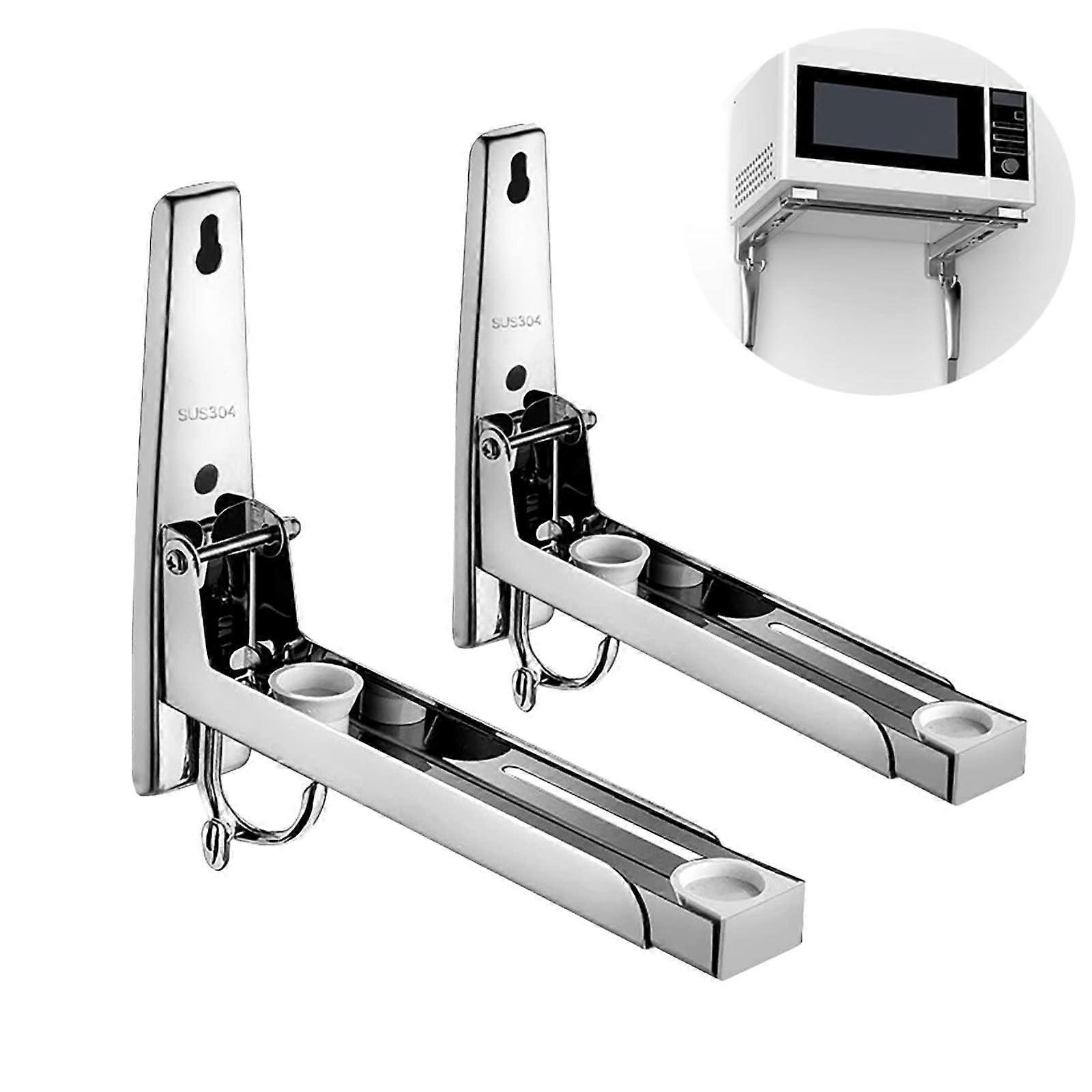 Microwave Oven Wall Mount Bracket Adjustable 304 Stainless Steel Foldable Space Saving Shelf