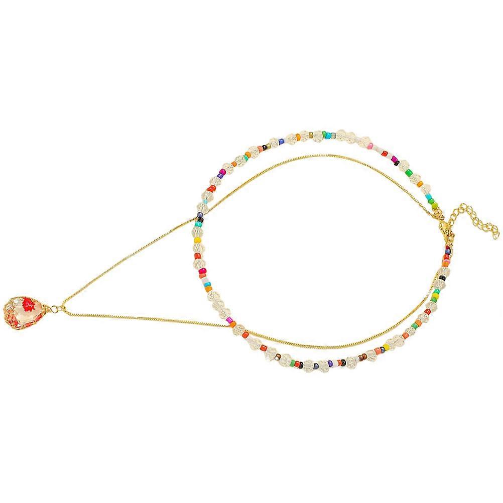Beaded Necklace 2Pcs Double Layered Clavicle Chain for Decoration