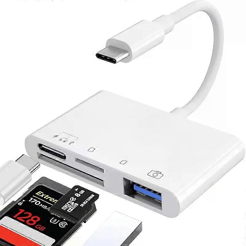 Type C 4-in-1 SD card reader compatible with iPhone/iPad devices supports USB Type-C/USB A interface fast and
