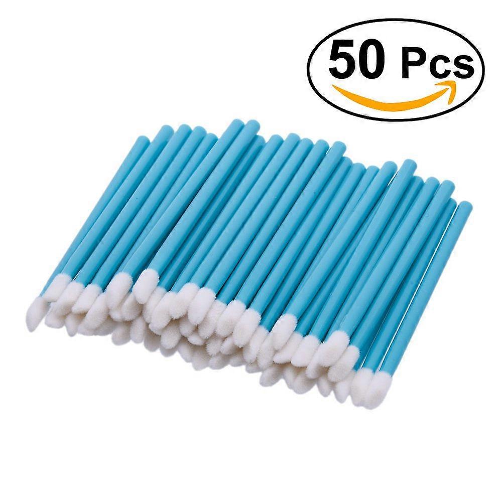 50pcs Disposable Lip Brushes Set with Soft Flocked Head for Precise Lip Gloss Application Blue