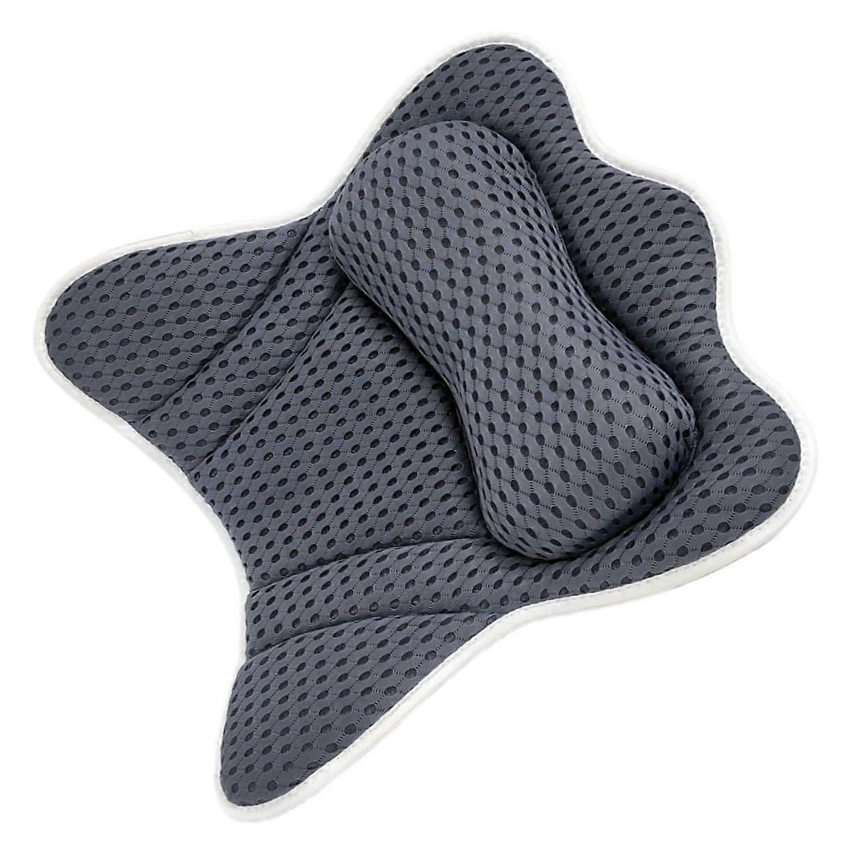 Ergonomic Bath Pillow with Suction Cups, Thickened Neck Support Cushion, QuickDry Spa Headrest