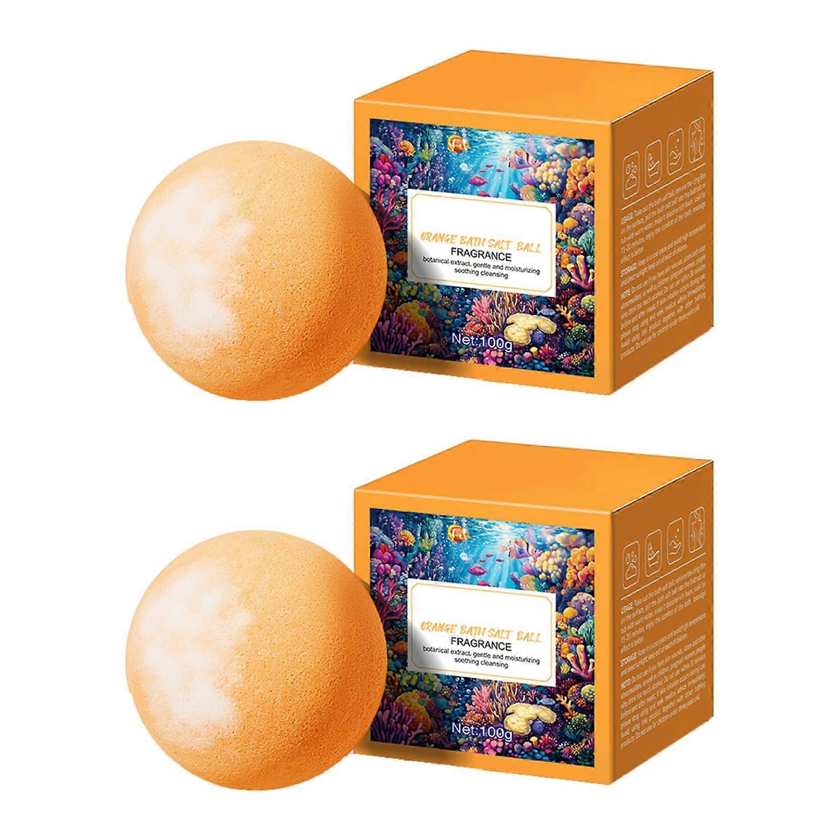 Bath Bombs 2Pack Orange Scent Fruity Aromatherapy Soak Moisturizing Fizzing Spa Gift Set
