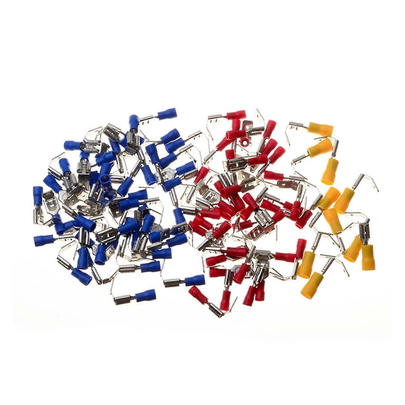 100PCS Multicolor Insulated Wire Crimp Connectors Spade and Butt Splice Electrical Terminals
