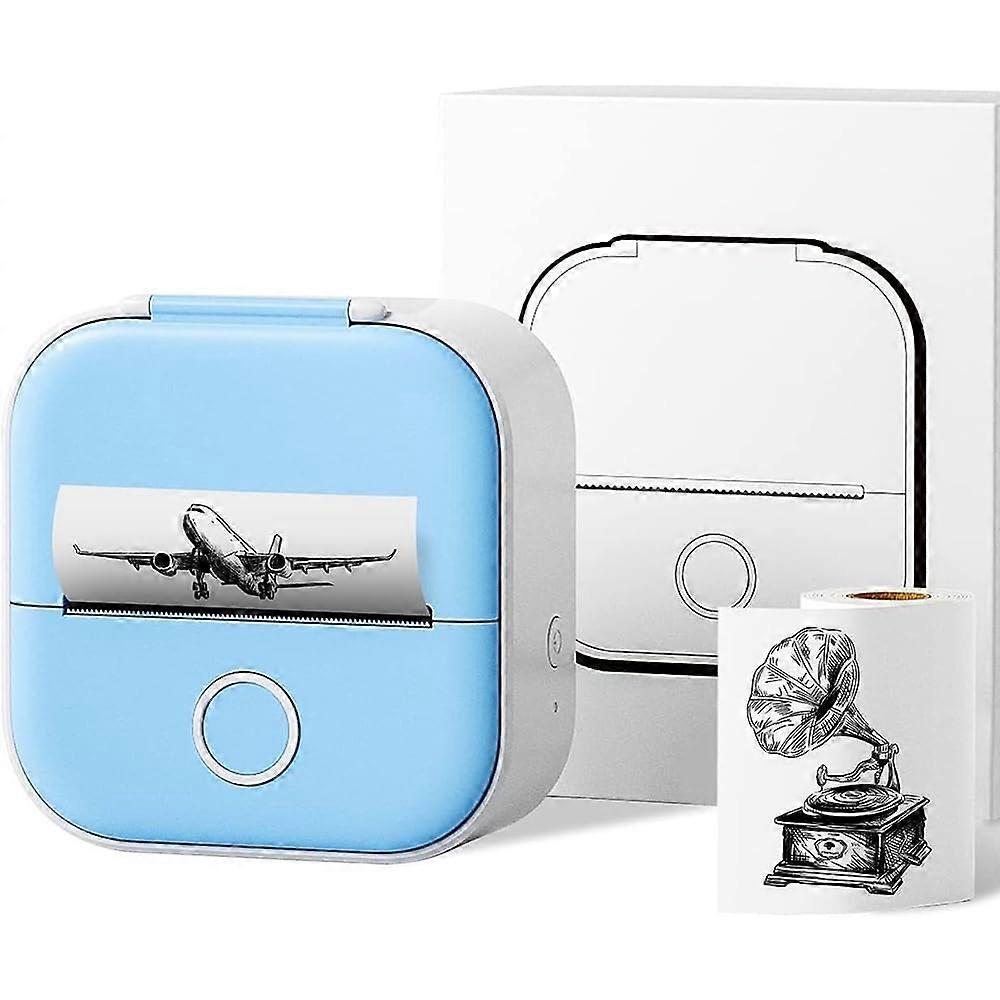Mini Bluetooth Thermal Printer with Inkless Printing, Wireless Photo and Notes USB Rechargeable Blue