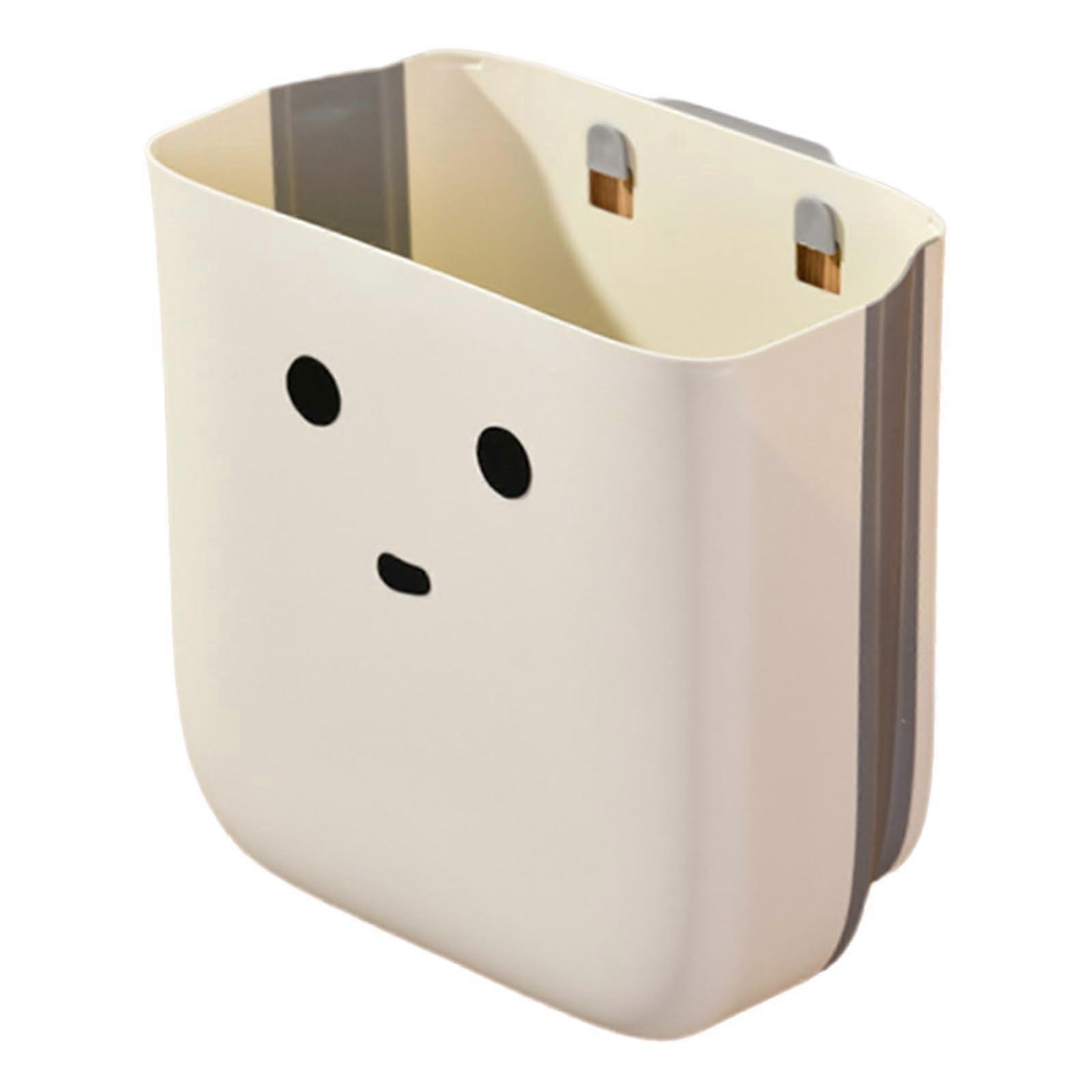 Wall Mounted Trash Can with Lid and Scraper, Foldable SpaceSaving Kitchen Hanging Bin