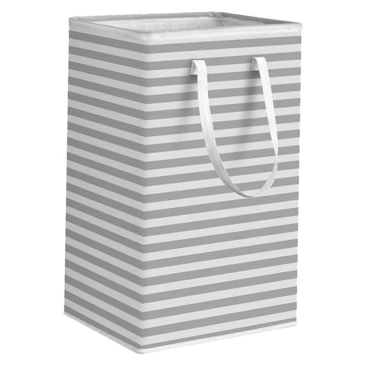 Collapsible Grey Laundry Basket with Handles Foldable Hamper for Bedroom Storage