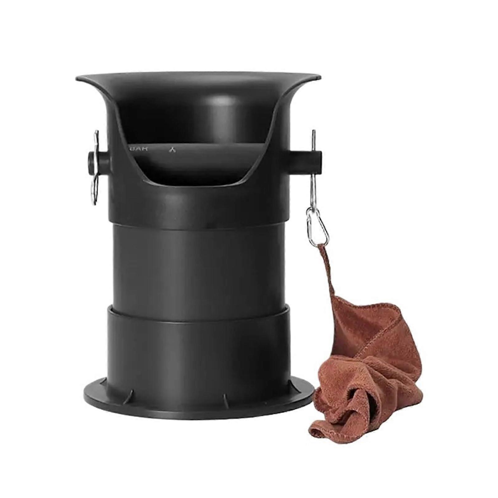 Espresso Knock Box with Removable NonSlip Base, Mess Grounds Bin, Sleek Black Finish