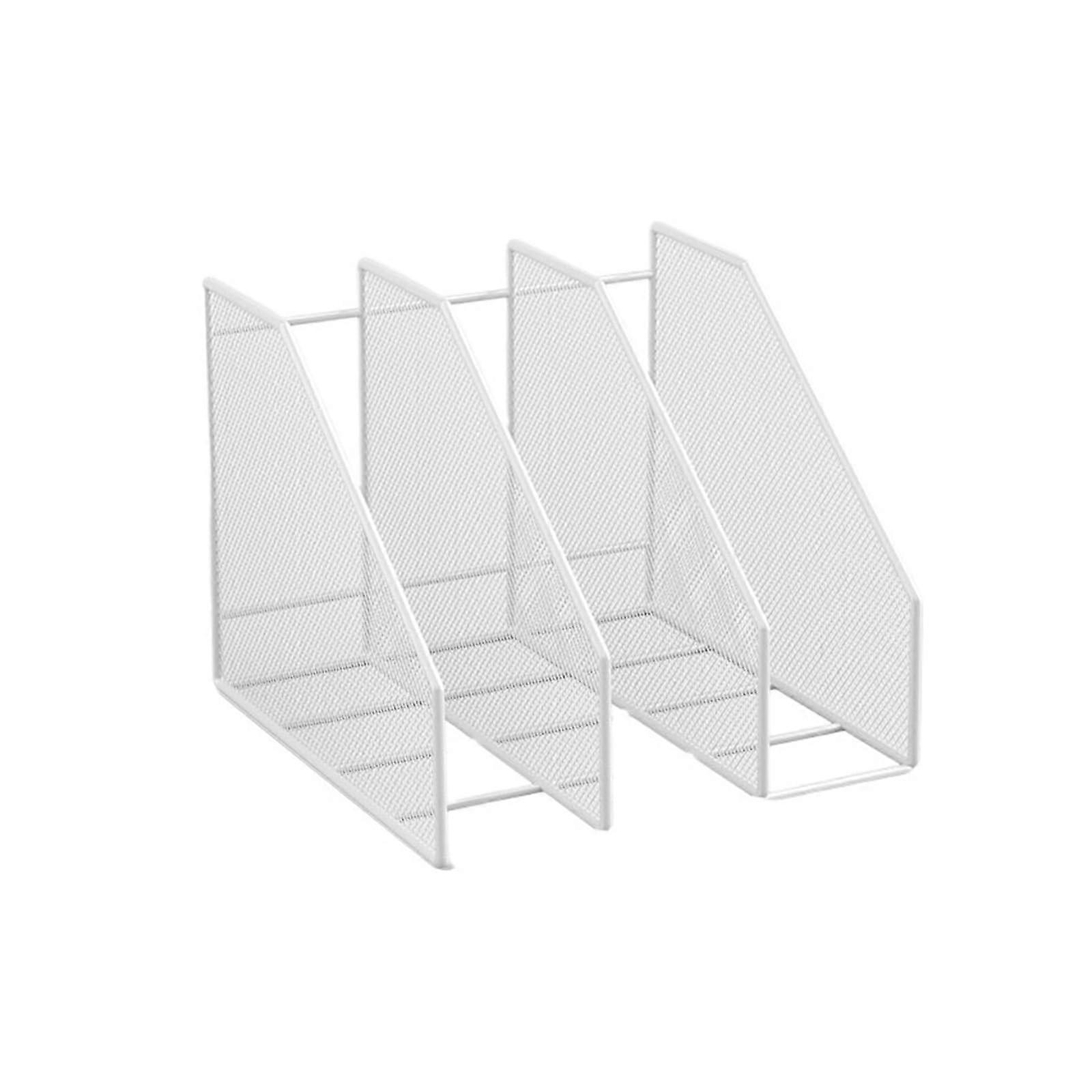 3 Section Vertical File Organizer for Desk Document Holder Rack Office Desktop Storage White
