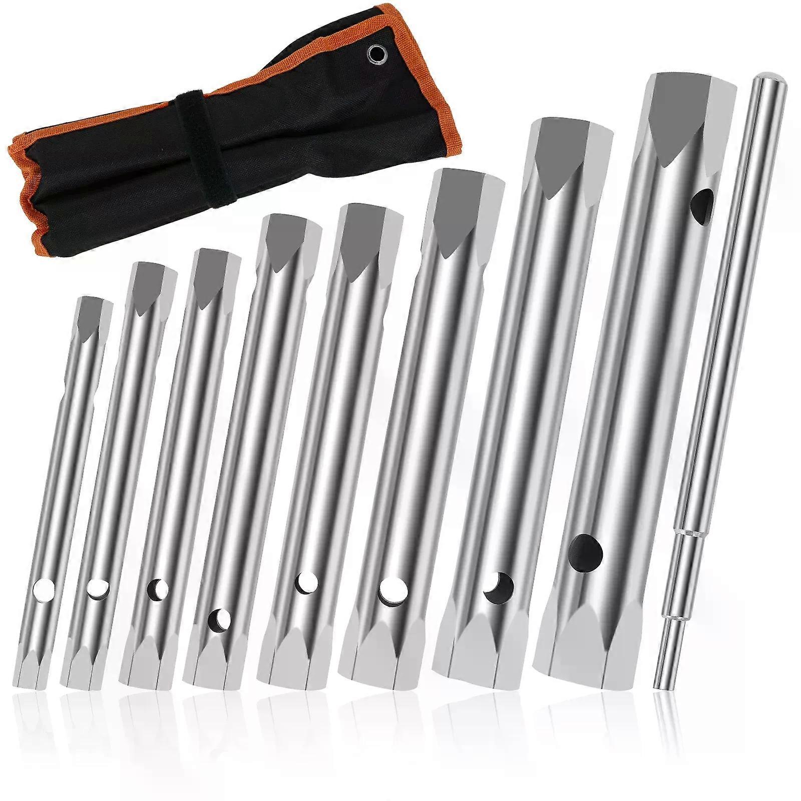 8Pcs Pipe Socket Spanner Set with Bar Handle 6-22mm Double Ended Pipe Socket Wrench Set for Working on the Tap Spark Plugs
