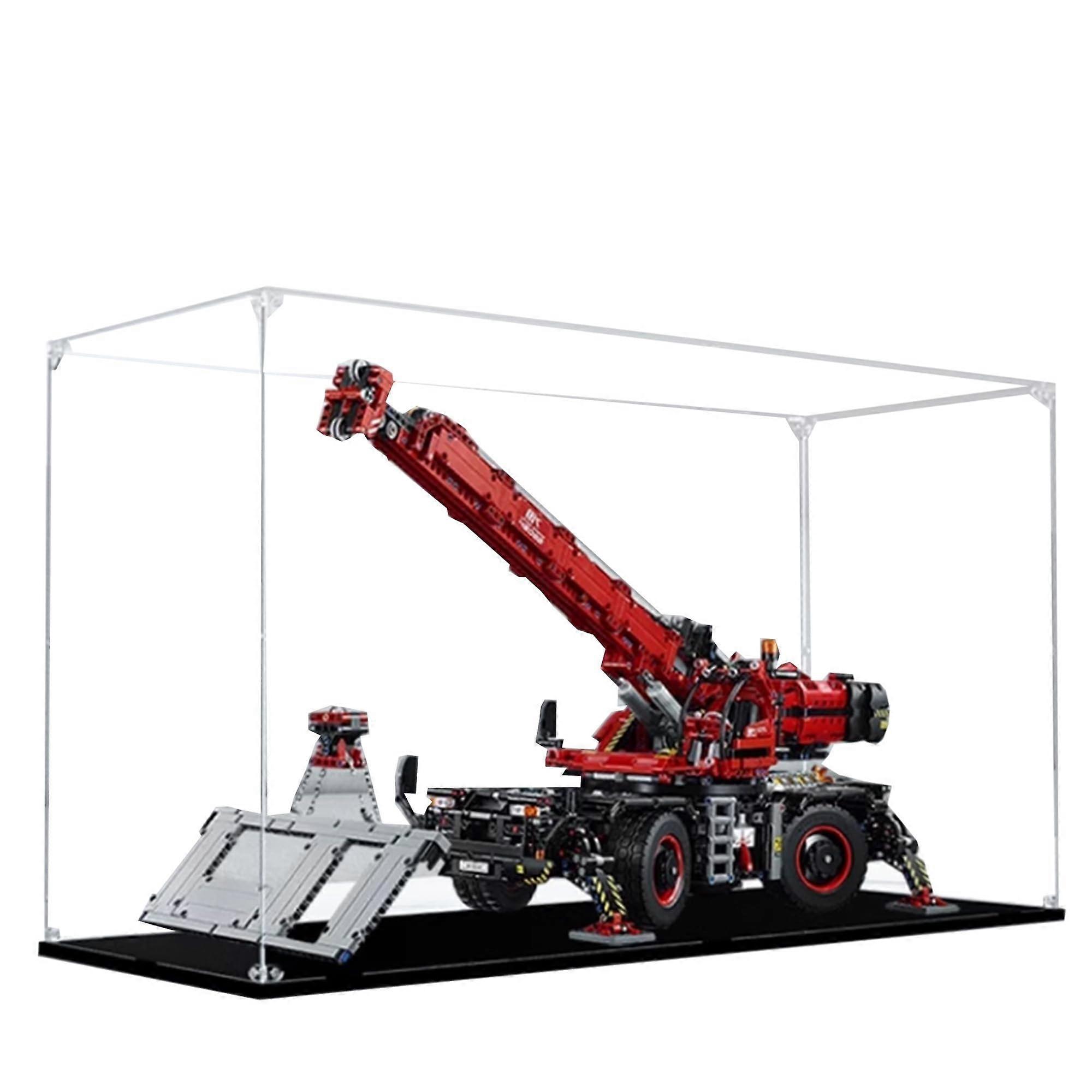 Acrylic Display Case for  Technic 42082 Crane Set, DustProof Clear Box with Black Base