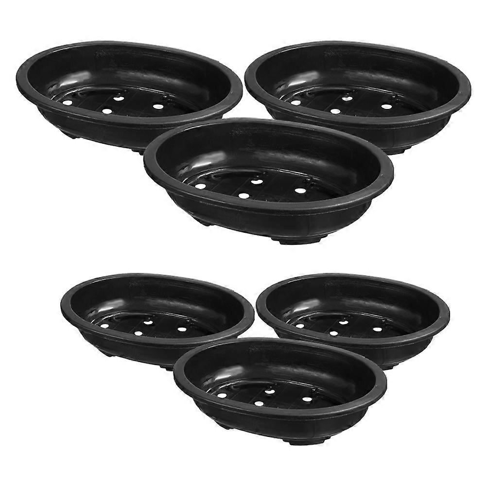 6Pcs Plastic Planter Flowerpot Drainable Round Basin for Balcony