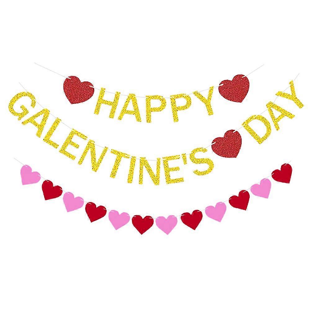 1 Set Heart-shaped Hanging Garlands Paper String Flags Pendants (Assorted Color)