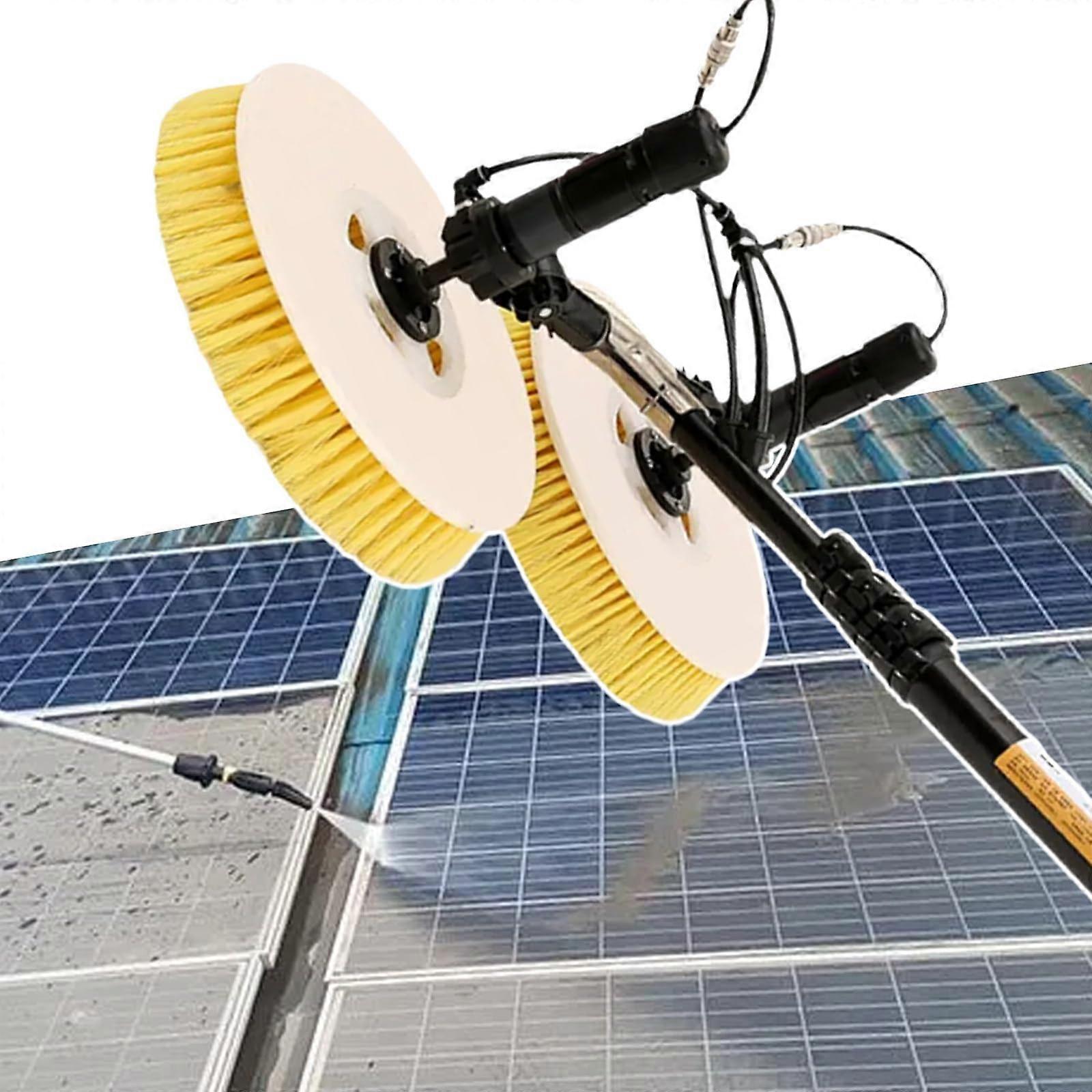 Solar Panel Cleaning Brush with Dual Brush Deep Cleaning, 24Ft Telescopic Water Fed Pole Kit