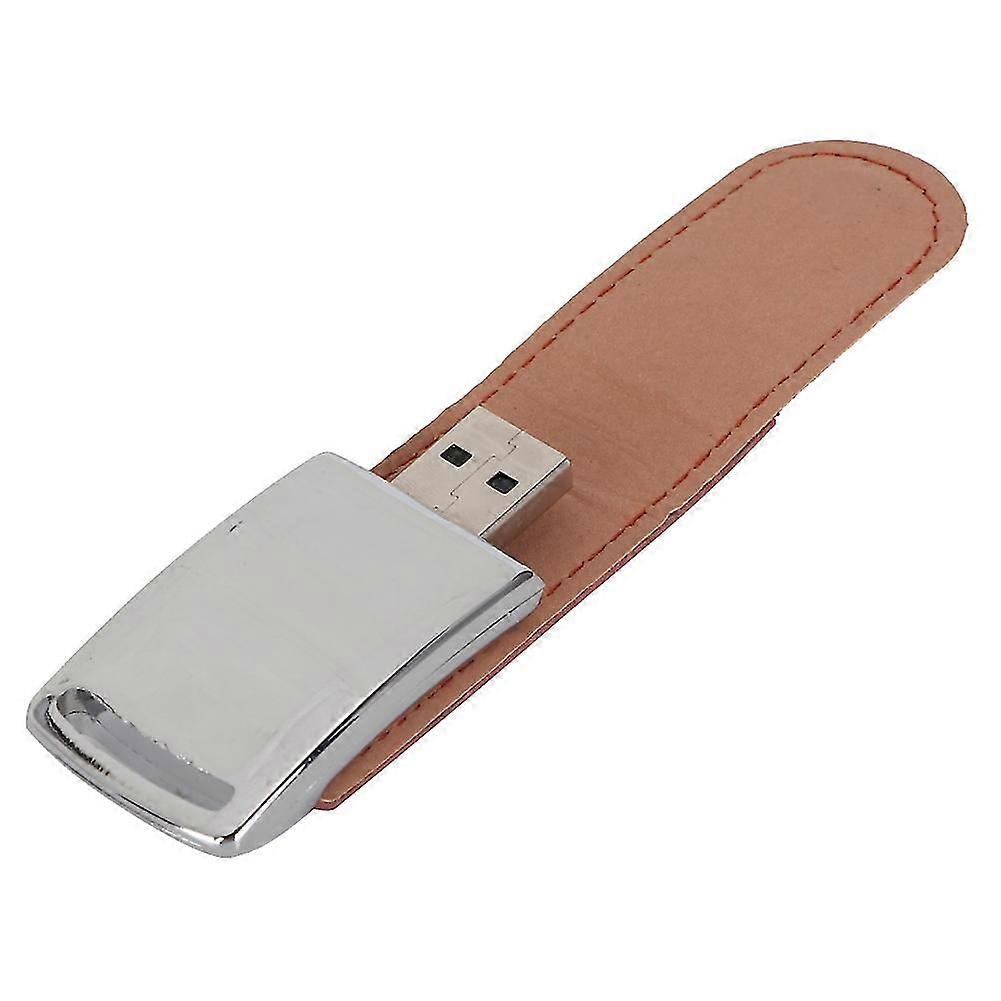 32g mini læder usb 2.0 interface u disk flashdrev memory stick u disk (brun)