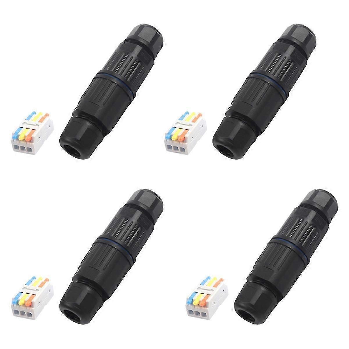 4 Sets Outdoor 3 Way Electrical Cable Connector IP68 Waterproof Junction Box Replaceable Lever Wire