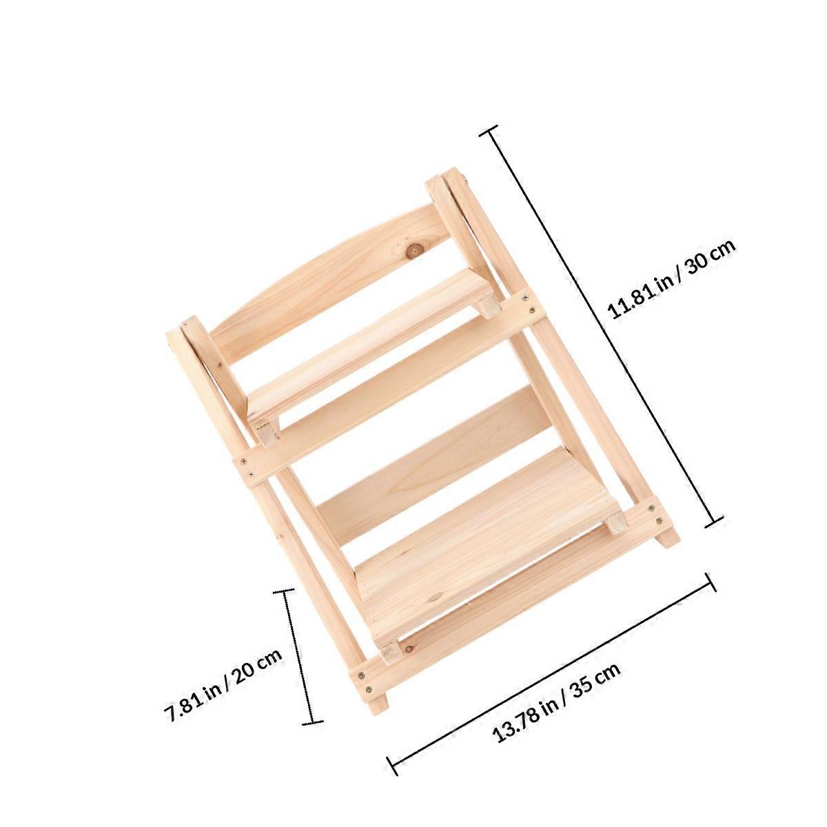 Wooden Flower Pot Rack Folding Two Layer Storage Rack for Balcony Use