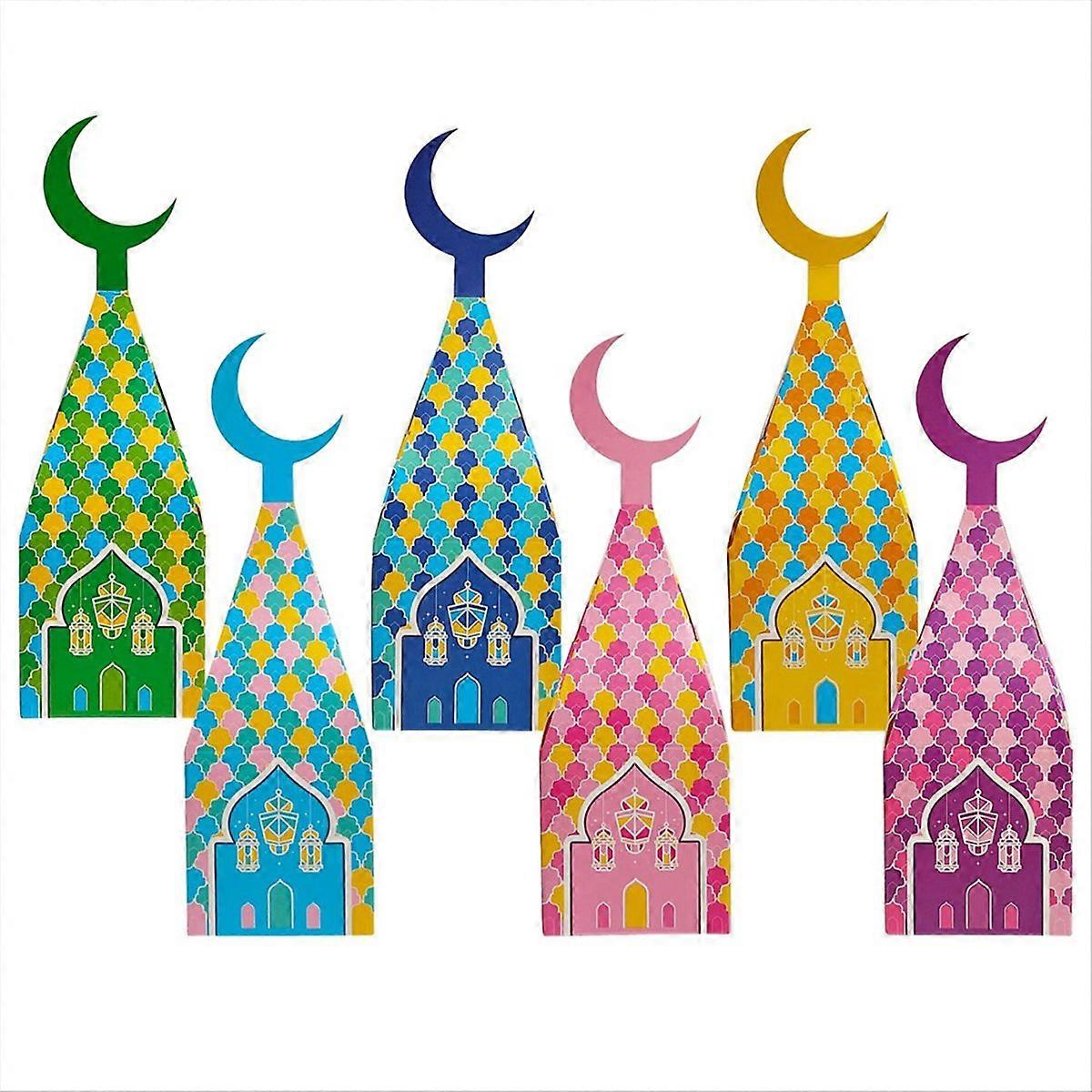 60Pcs Ramadan Eid Gift Boxes Moon Treat Box for Candy Bag